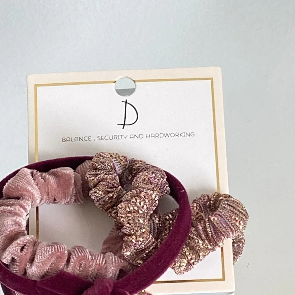 Nordstrom Preppy Chic Velvet Metallic Scrunchies Initial Charm A C D E J K R S T